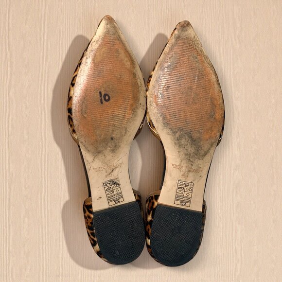 White House Black Market Rhys Leopard Print D'Orsay Leather Ballet Flats Sz 8.5 - Picture 7 of 10